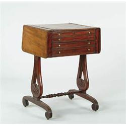Lot #  573:  REGENCY INLAID MAHOGANY WORK TABLE.