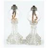 Image 1 : Lot #  574:  PAIR OF EARLY GLASS WHALE OIL LAMPS.