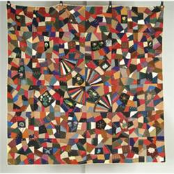 Lot #  584:  QUILT: EXTRAORDINARY CRAZY QUILT.