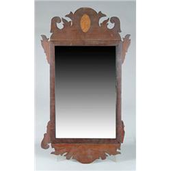 Lot #  594:  INLAID MAHOGANY CHIPPENDALE MIRROR.