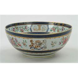 Lot #  599:  DECORATED ORIENTAL EXPORT STYLE PUNCH BOWL.