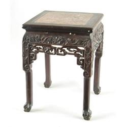 Lot #  600:  CHINESE ROSEWOOD AND MARBLE STAND.