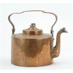 Lot #  602:  COPPER SWING HANDLE TEAPOT.