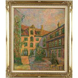 Lot #  612:  ALSON SKINNER CLARK (American, 1876-1949) “COURTYARD IN GIVERNY, FRANCE”.