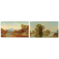 Lot #  613:  WILLIAM MASON BROWN (American, 1828-1898) PAIR OF AUTUMN LANDSCAPES.