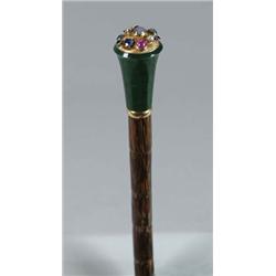 Lot #  618E.:  CANE: OUTSTANDING JADE AND GEMSTONE CANE.