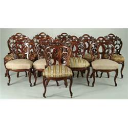 Lot #  622:  VERY RARE SET OF TEN GENUINE BELTER LAMINATED SIDE CHAIRS.