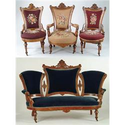 Lot #  624B.:  DESIRABLE FOUR PIECE JOHN JELLIFF VICTORIAN PARLOR SUITE.
