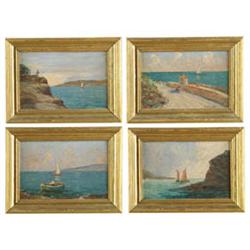 Lot #  624C.:  R. U. RINALDI (Italian, Early 20th Century) FOUR SMALL MARINE SCENES.