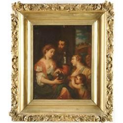 Lot #  624E.:  EARLY OIL ON CANVAS IN THE MANOR OF TITIAN.