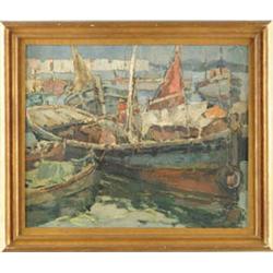 Lot #  624M.:  GERALDO F. CASTRO (20th Century) BOSTON HARBOR.