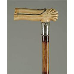 Lot #  628A.:  CANE: SILVER AND IVORY CANE.