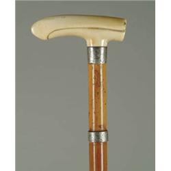 Lot #  628D.:  CANE: CARVED IVORY CANE.
