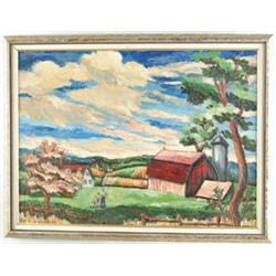 Lot #  630:  ERNEST FIENE (American, 1894-1965) NEW YORK LANDSCAPE.