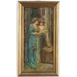 Lot #  631:  SIGNED (European, 19th/20th Century) TWO LADIES WITH MANDOLIN.