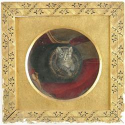 Lot #  632:  UNSIGNED (American, 19th/20th Century) KITTY IN HAND MUFF.