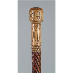 Lot #  634A.:  CANE: FOLK ART CARVED WOOD CANE.