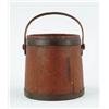 Image 1 : Lot #  639:  FINE WOOD SWING HANDLED RED BUCKET.