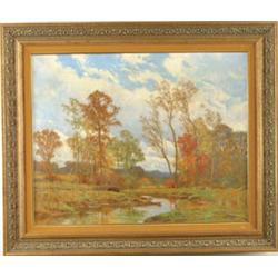Lot #  642:  WILLIAM MERRITT POST (American, 1856-1935) THE STONE BRIDGE.