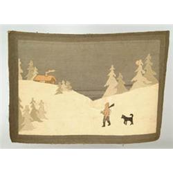 Lot #  649:  SCENIC GRENFELL HOOKED RUG.