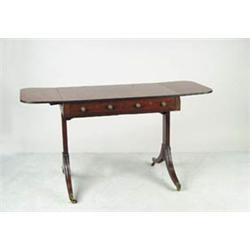 Lot #  651:  REGENCY CARVED MAHOGANY DROP LEAF SOFA TABLE.