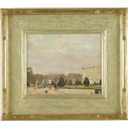Lot #  663:  CHAUNCEY FOSTER RYDER (American, 1868-1949) EUROPEAN PARK WITH BUILDING.
