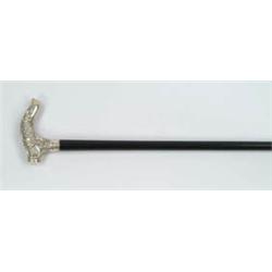 Lot #  666:  CANE: DECORATIVE ENGLISH STERLING CANE.