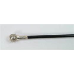 Lot #  667:  CANE: SILVER KNOB TOP CANE.