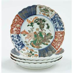 Lot #  676:  SET OF FOUR IMARI PLATES.