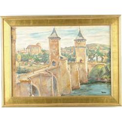 Lot #  680:  MAX KUEHNE (American, 1880-1968) “BRIDGE OF ALCANTARA, SPAIN”.