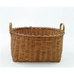 Lot #  681:  TWO HANDLED SHAKER STYLE UTILITY BASKET.