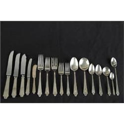 Lot #  695:  HUGE STERLING INTERNATIONAL SILVER FLATWARE SERVICE IN THE “MINUET” PATTERN.