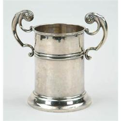 Lot #  698:  ENGLISH STERLING SILVER TALL WINE COASTER BY WALKER & HALL.