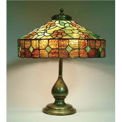 Lot #  710:  FLORAL LEADED GLASS TABLE LAMP.