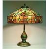 Image 1 : Lot #  710:  FLORAL LEADED GLASS TABLE LAMP.