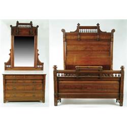 Lot #  716:  TWO PIECE EASTLAKE MARBLE TOP BEDROOM SET.
