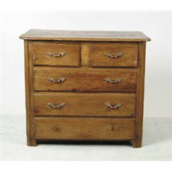 Lot #  725:  FRENCH PROVINCIAL CARVED WALNUT CHEST OF DRAWERS.