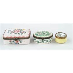 Lot #  727:  THREE SMALL ENAMEL BOXES.