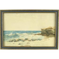 Lot #  736:  MARIA A. NEY (American, 1849-1915) BEACH AT LA JOLLA, CALIFORNIA.