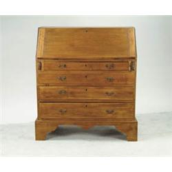 Lot #  739:  CHIPPENDALE SLANT LID FOUR DRAWER BIRCH DESK.
