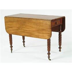 Lot #  741:  MAHOGANY SHERATON SPIRAL LEG DROP LEAF TABLE.