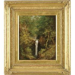 Lot #  747:  WILLIAM WARD GILL (English, 1823-1894) WOODLANDS WATERFALL.