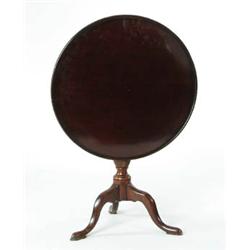 Lot #  750:  DISH TOP TILT TOP QUEEN ANNE MAHOGANY TEA TABLE.