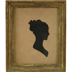Lot #  754:  FRAMED HOLLOW CUT SILHOUETTE OF A WOMAN.
