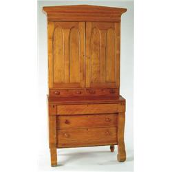 Lot #  760:  TWO PART EMPIRE BIRCH SECRETARY.