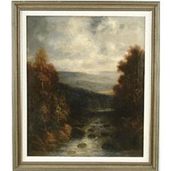 Lot #  776:  CHRISTOPHER HI SHEARER (American, 1840-1926) LANDSCAPE WITH RIVER.