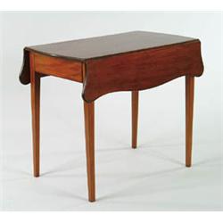 Lot #  785:  SHAPED LEAF INLAID MAHOGANY PEMBROKE TABLE.