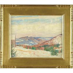 Lot #  787:  DINES CARLSEN (American, 1901-1966) WINTER LANDSCAPE.