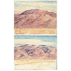 Lot #  788:  DINES CARLSEN (American, 1901-1966) PAIR OF MOUNTAIN LANDSCAPE SKETCHES.