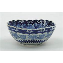 Lot #  797:  FINE BLUE AND WHITE IMARI PUNCHBOWL.